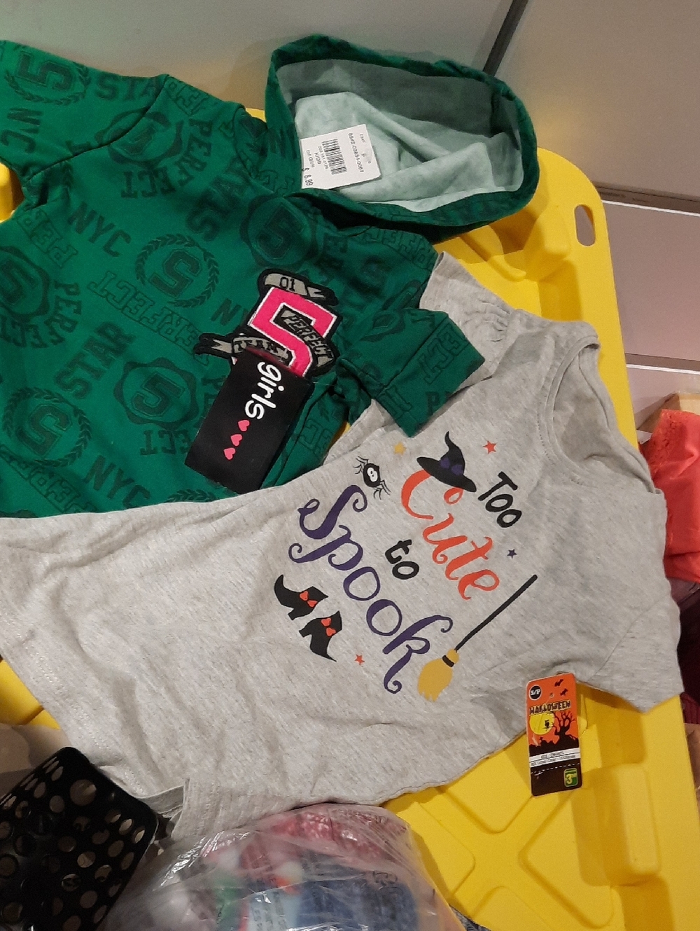 NWT Girl's Green Perfect NYC Kids Hoodie Long Tunic & Too Cute T-shirt Lot